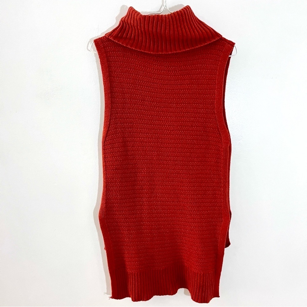 Banana Republic Turtleneck Sweater Women Small orange Tunic High Low Sleeveless - Picture 4 of 4